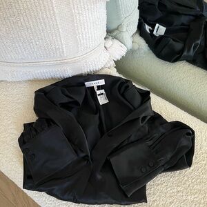 Frame Black Satin Button Down Blouse
